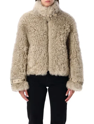 Sword 6.6.44 Sword Beige Shearling Jacket With High Collar