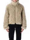 Sword 6.6.44 Sword Beige Shearling Jacket With High Collar In Brown