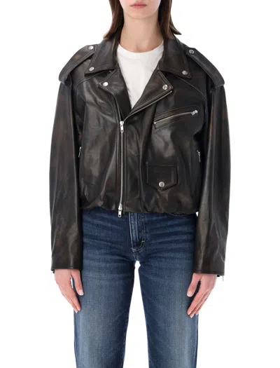 Sword 6.6.44 Sword Biker-inspired Premium Leather Jacket - Women's Size 40 In Damage Black