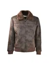 Sword 6.6.44 Sword Sword Eco-leather Biker Jacket With Shearling Collar In Gray