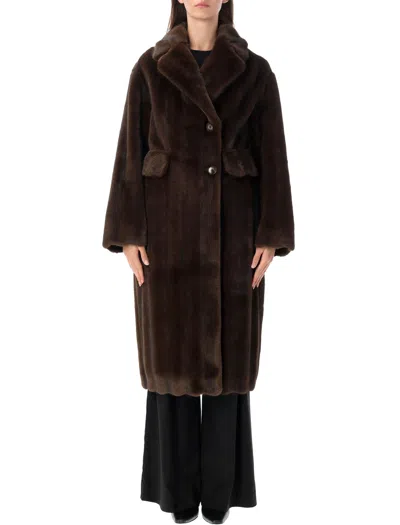 Sword 6.6.44 Sword Coat Double Breasted Eco Visone In Brown