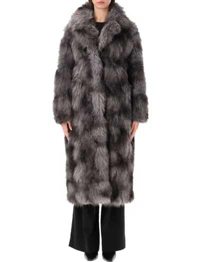 Sword 6.6.44 Faux-fur Notch-lapels Coat In Gray