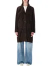 Sword 6.6.44 Sword Tailored Suede-effect Button-front Coat In Brown