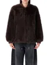 Sword 6.6.44 Sword Eco-fur Bomber Jacket With Ribbed Collar In Brown