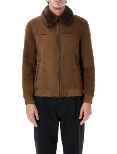 Sword 6.6.44 Sword Eco Shearling Aviator Jacket With Plush Collar In Fang