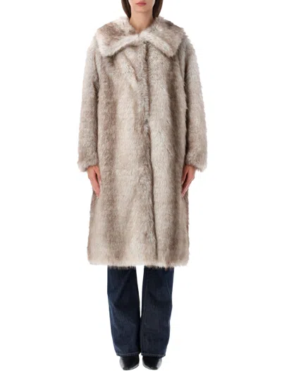 Sword 6.6.44 Sword Long Faux Fur Coat In Brown