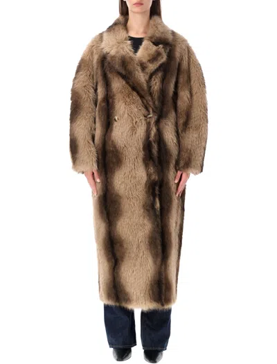 Sword 6.6.44 Sword Oversized Faux Fur Long Coat In Animal Print