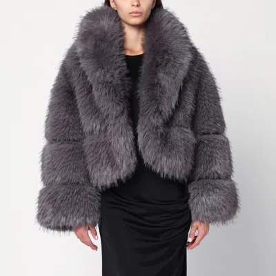 Sword 6.6.44 Sword  Short Grey Faux Fur Coat In Gray