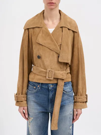 Sword 6.6.44 Sword Short Suede Jacket In Brown