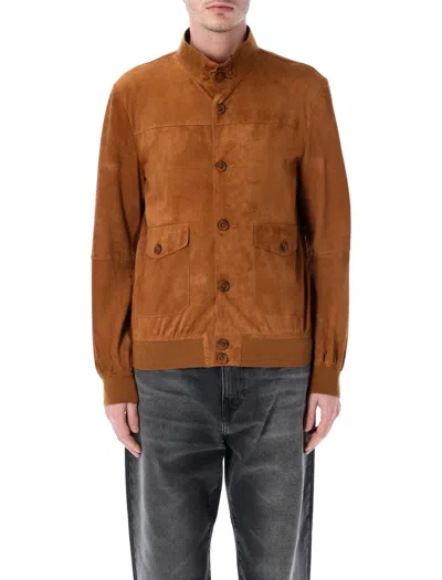 Sword 6.6.44 Sword Suede Button-front Jacket In Brandy