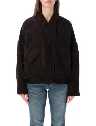Sword 6.6.44 Sword Suede Leather Jacket In Red