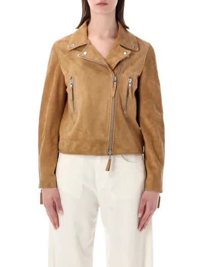 Sword 6.6.44 Sword Sword Classic Biker Suede Leather Jacket In Brown