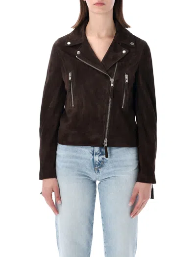 Sword 6.6.44 Sword Sword Classic Biker Suede Leather Jacket In Brown