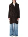 Sword 6.6.44 Sword Tailored Suede-effect Button-front Coat In Black