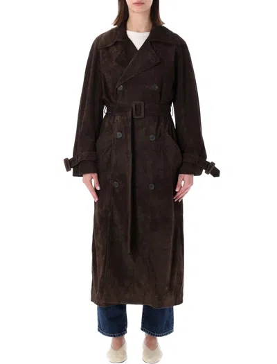 Sword 6.6.44 Sword Sword Suede Leather Trench Coat In Brown