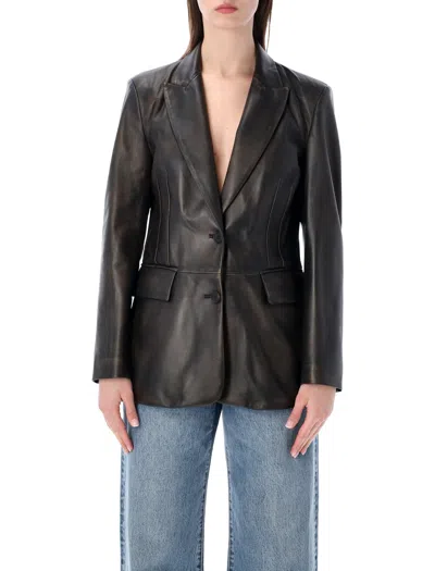 Sword 6.6.44 Sword Women's Leather Blazer Jacket In Black