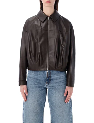 Sword 6.6.44 Sword Women's Mini Leather Coat In Brown