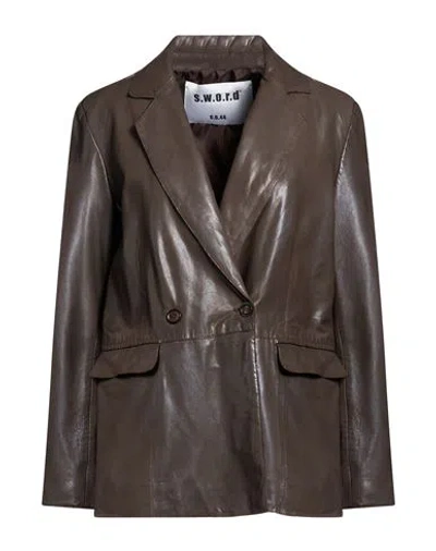 Sword 6.6.44 Woman Blazer Chocolate Brown Size 10 Leather