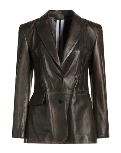 Sword 6.6.44 Woman Blazer Dark Brown Size 10 Leather