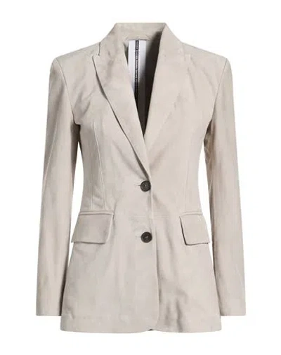 Sword 6.6.44 Woman Blazer Light Grey Size 10 Leather In Gray