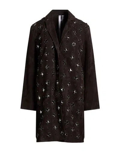 Sword 6.6.44 Woman Coat Dark Brown Size 6 Polyester, Elastane
