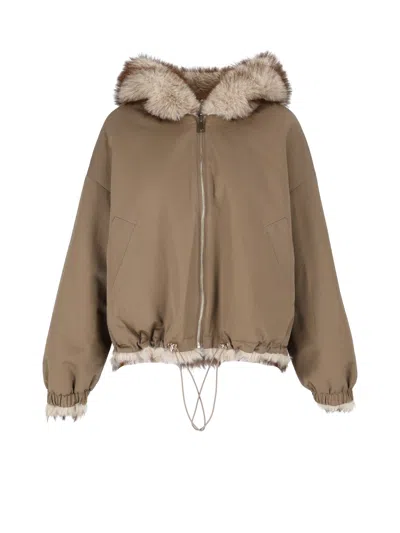 Sword 6.6.44 Woman Fabric & Fake Fur Jacket In Brown
