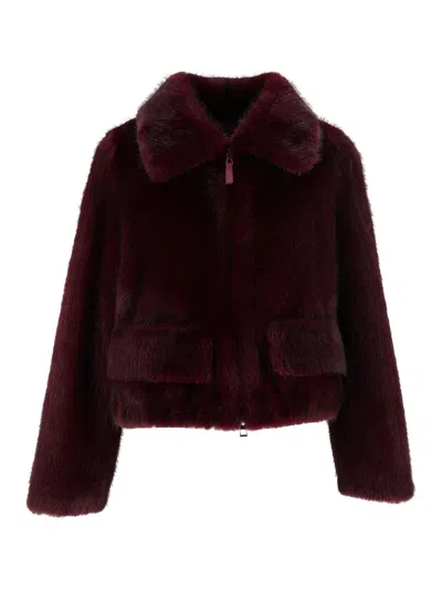 Sword 6.6.44 Woman Fake Fur Jacket In Burgundy
