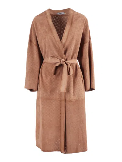 Sword 6.6.44 S.w.o.r.d. 6644 Woman Goat Suede Leather Coat In Brown
