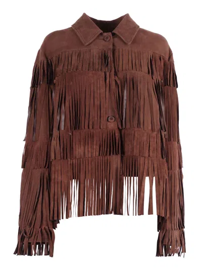 Sword 6.6.44 S.w.o.r.d. 6644 Woman Goat Suede Leather Jacket In Brown