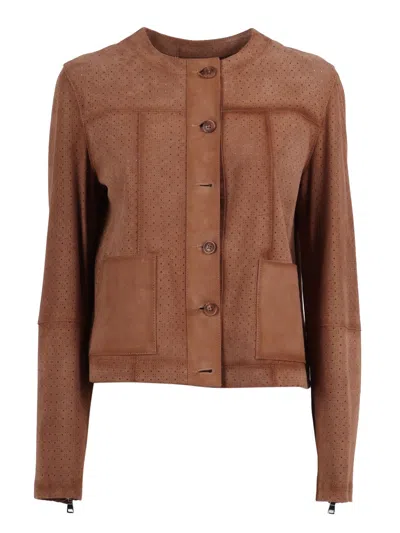 Sword 6.6.44 S.w.o.r.d. 6644 Woman Goat Suede Leather Jacket In Brown