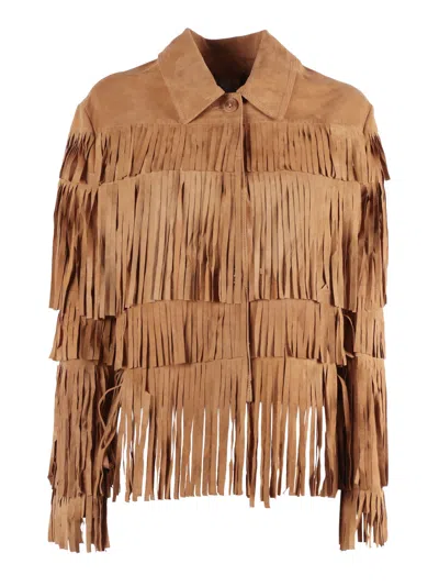 Sword 6.6.44 S.w.o.r.d. 6644 Woman Goat Suede Leather Jacket In Brown