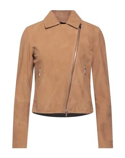 Sword 6.6.44 Woman Jacket Camel Size 12 Soft Leather In Beige