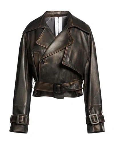 Sword 6.6.44 Woman Jacket Chocolate Brown Size 6 Leather In Burgundy