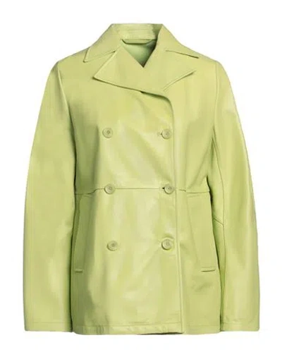 Sword 6.6.44 Woman Overcoat Light Green Size 4 Soft Leather
