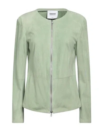 Sword 6.6.44 Woman Jacket Light Green Size 6 Leather