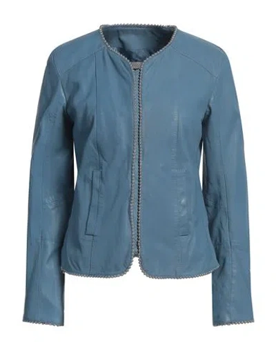 Sword 6.6.44 Woman Jacket Pastel Blue Size 10 Leather