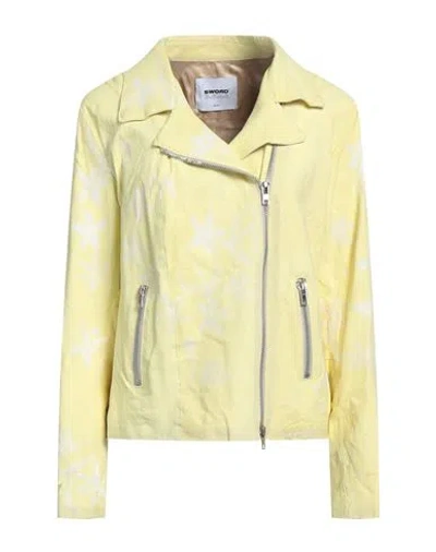Sword 6.6.44 Woman Jacket Pastel Yellow Size 6 Soft Leather