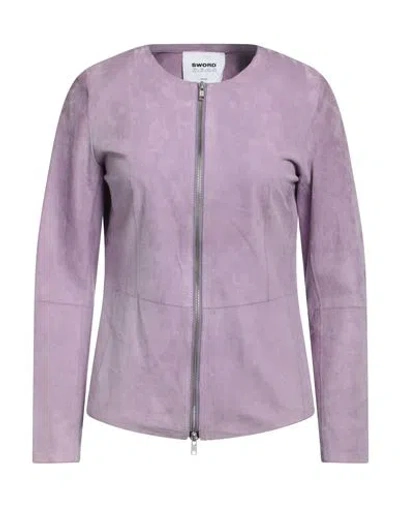Sword 6.6.44 Woman Jacket Purple Size 12 Leather
