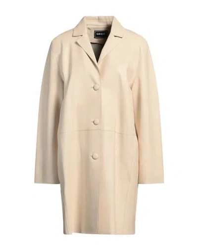 Sword 6.6.44 Woman Overcoat & Trench Coat Beige Size 8 Leather