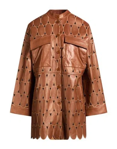 Sword 6.6.44 Woman Overcoat & Trench Coat Brown Size 8 Leather