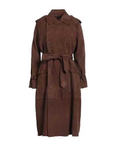 Sword 6.6.44 Woman Overcoat & Trench Coat Chocolate Brown Size 6 Leather