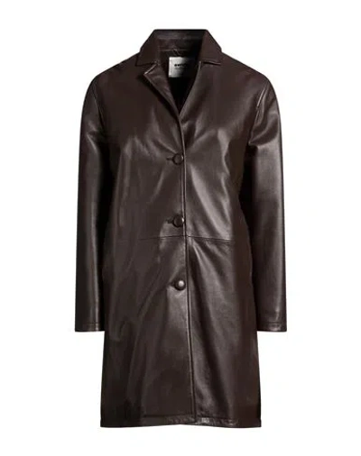 Sword 6.6.44 Woman Overcoat & Trench Coat Dark Brown Size 4 Leather
