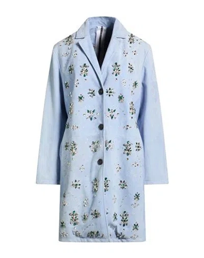 Sword 6.6.44 Woman Overcoat & Trench Coat Light Blue Size 6 Leather