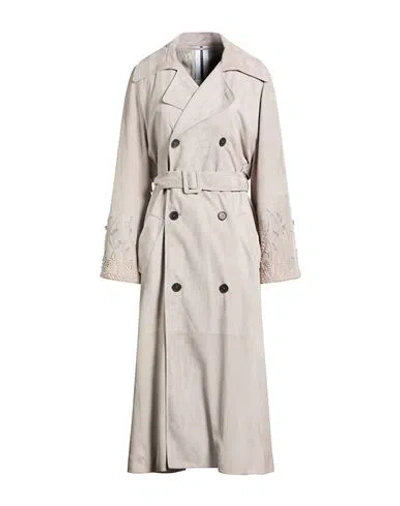 Sword 6.6.44 Woman Overcoat & Trench Coat Light Grey Size 6 Leather In Gray