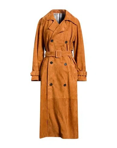 Sword 6.6.44 Woman Overcoat & Trench Coat Tan Size 6 Leather In Brown