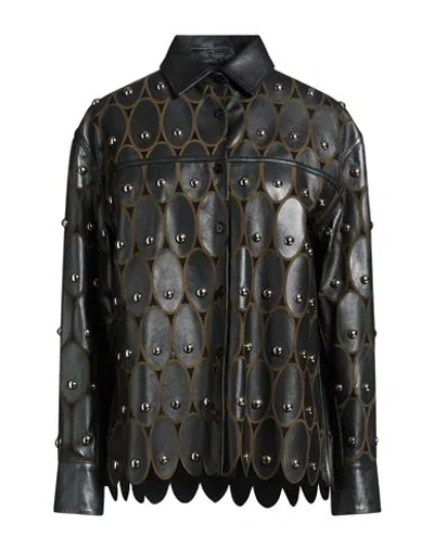 Sword 6.6.44 Woman Shirt Charcoal Size 8 Leather In Black