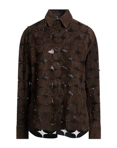 Sword 6.6.44 Woman Shirt Chocolate Brown Size 6 Leather