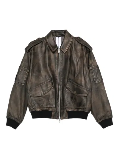 Sword 6.6.44 Zip-fastening Leatheer Jacket In Multi