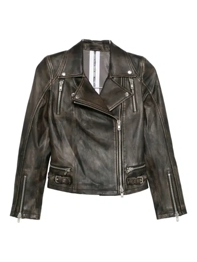 Sword 6.6.44 Zip-up Leather Jacket In Black