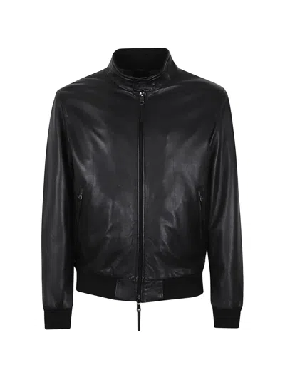 Sword 6.6.44 Zip-up Leather Jacket In Black